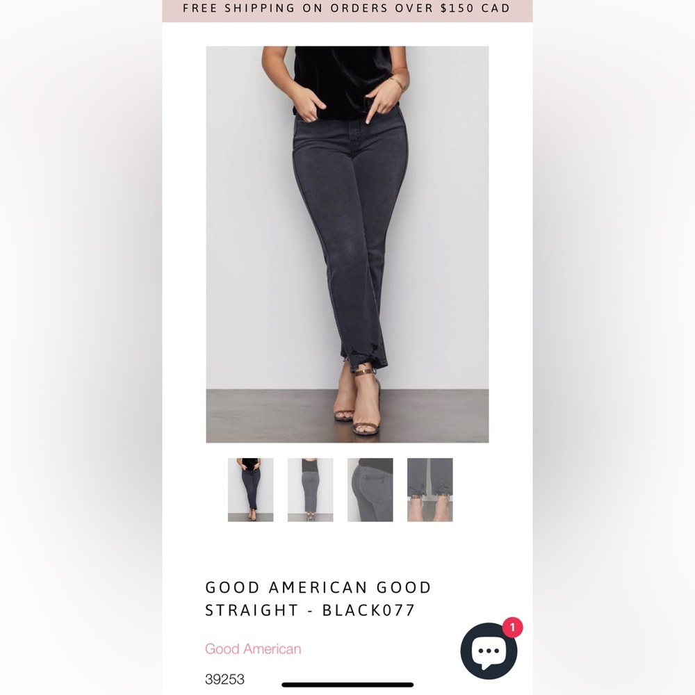 Good American Good Straight Jeans - size 25 - BNWT